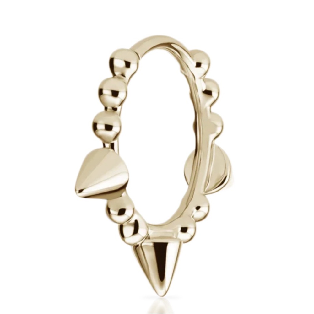 Maria Tash 14K Yellow Gold 6.5mm Triple Short Spike Granulated Clicker Earring